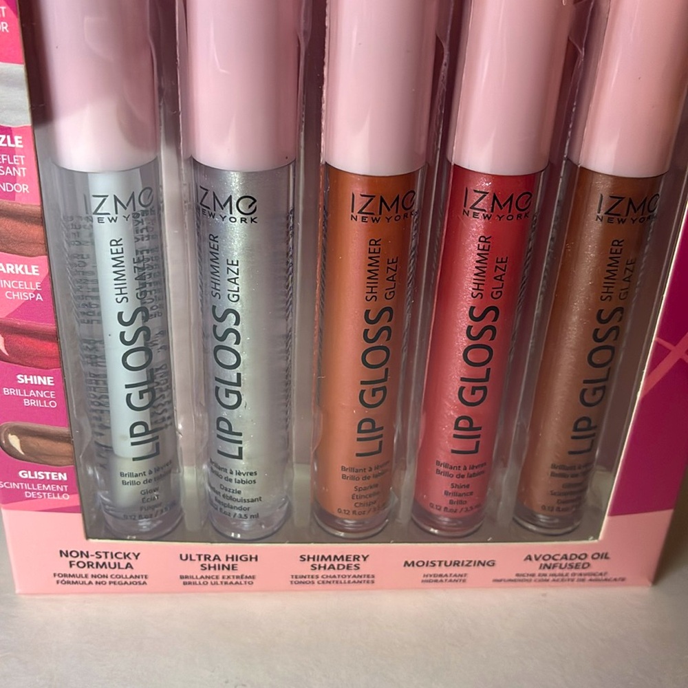 ✨💖Glitter Glam Lip Set – 5-Piece Shimmer Lip Gloss Collection
